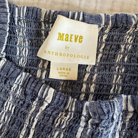 Maeve Striped Smocked Peplum Top - Picture 6 of 7